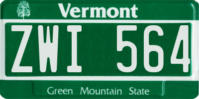 VT license plate ZWI564