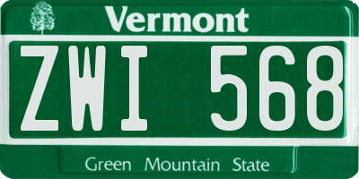 VT license plate ZWI568
