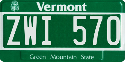 VT license plate ZWI570