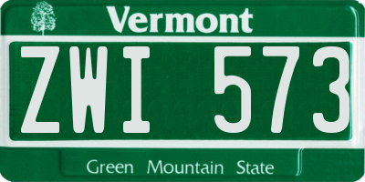 VT license plate ZWI573