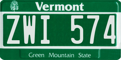 VT license plate ZWI574