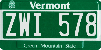 VT license plate ZWI578