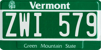 VT license plate ZWI579