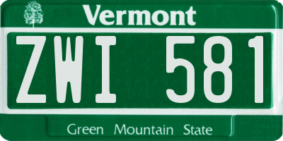 VT license plate ZWI581