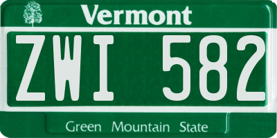 VT license plate ZWI582
