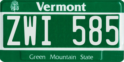 VT license plate ZWI585