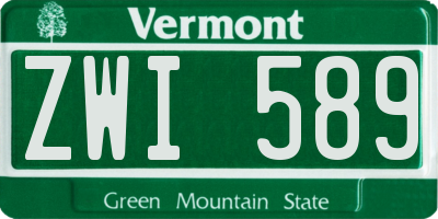 VT license plate ZWI589
