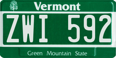 VT license plate ZWI592
