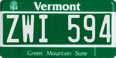 VT license plate ZWI594