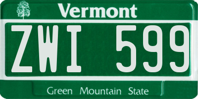 VT license plate ZWI599