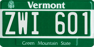 VT license plate ZWI601