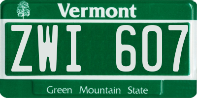 VT license plate ZWI607