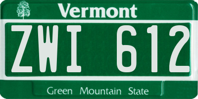 VT license plate ZWI612