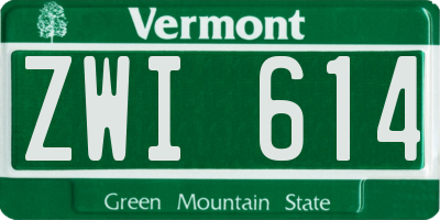 VT license plate ZWI614