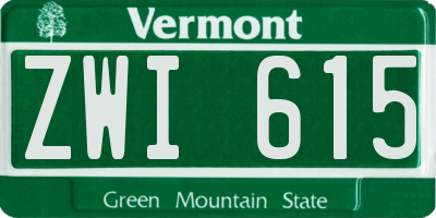 VT license plate ZWI615