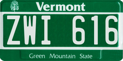 VT license plate ZWI616