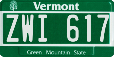 VT license plate ZWI617