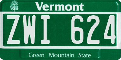 VT license plate ZWI624