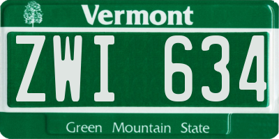VT license plate ZWI634