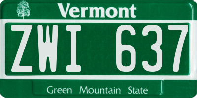 VT license plate ZWI637