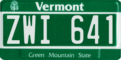 VT license plate ZWI641