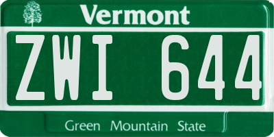 VT license plate ZWI644