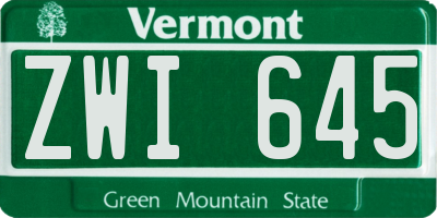 VT license plate ZWI645