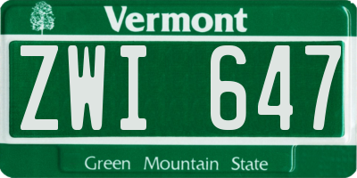 VT license plate ZWI647