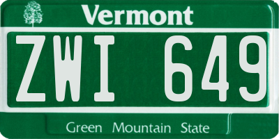 VT license plate ZWI649