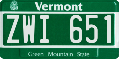 VT license plate ZWI651