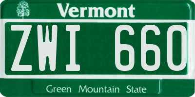 VT license plate ZWI660