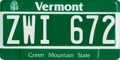 VT license plate ZWI672