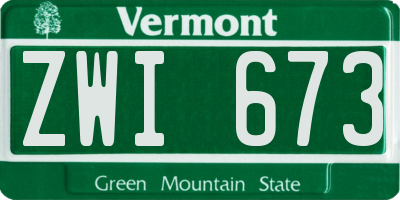 VT license plate ZWI673