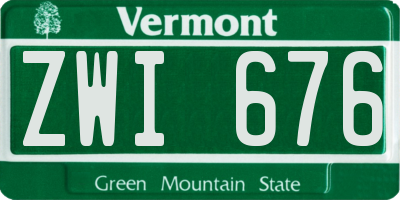 VT license plate ZWI676