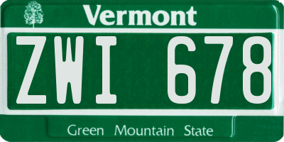 VT license plate ZWI678