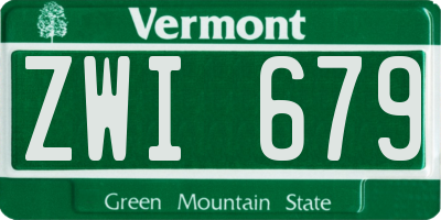 VT license plate ZWI679