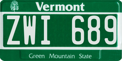 VT license plate ZWI689