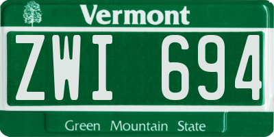 VT license plate ZWI694