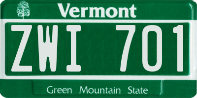 VT license plate ZWI701
