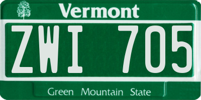 VT license plate ZWI705