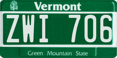 VT license plate ZWI706