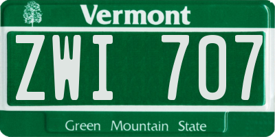 VT license plate ZWI707