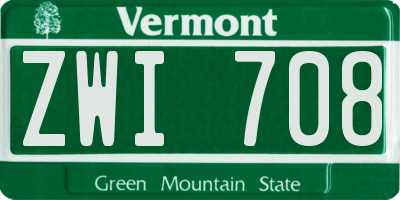 VT license plate ZWI708