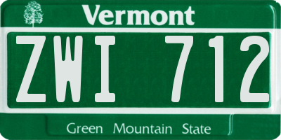 VT license plate ZWI712