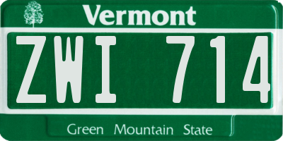 VT license plate ZWI714
