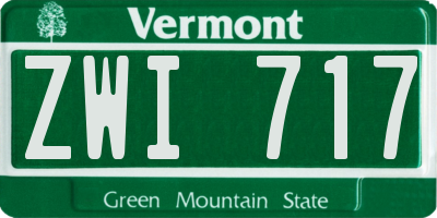 VT license plate ZWI717