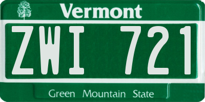 VT license plate ZWI721