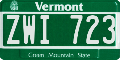 VT license plate ZWI723