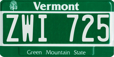 VT license plate ZWI725