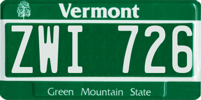 VT license plate ZWI726